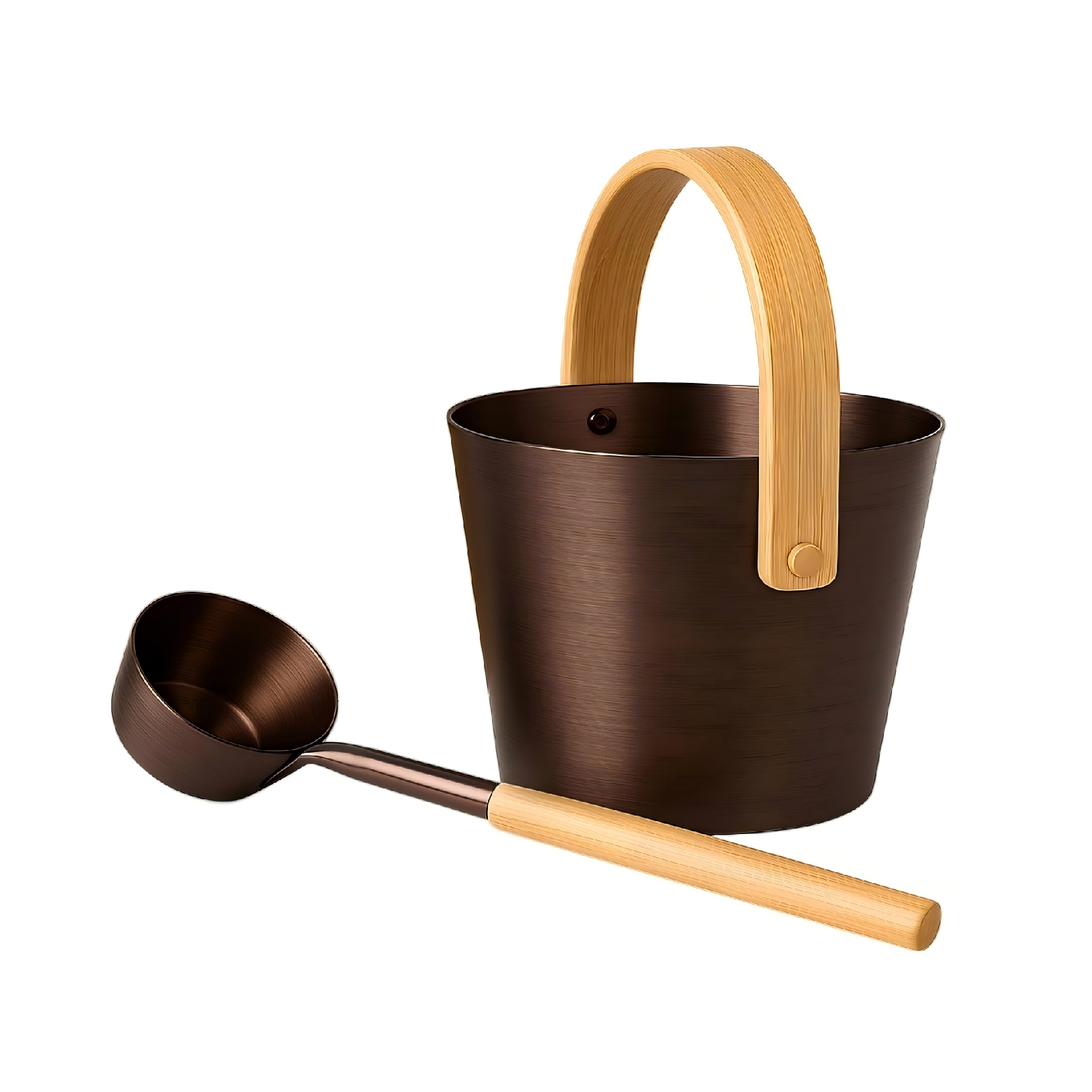 Luxury Aluminum Sauna Bucket and Ladle Set with Modern Nordic Design – Anodized