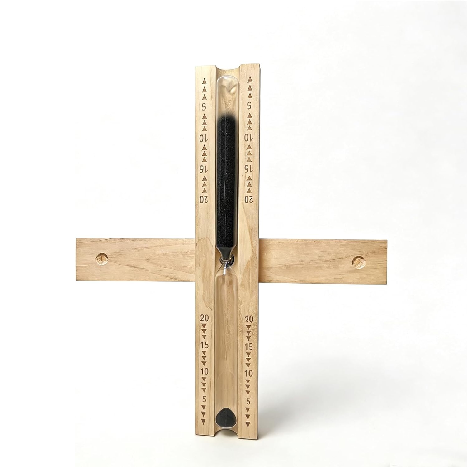 20 Minute Sauna Sand Timer, Rotating Wooden Sauna Hourglass,Heat Resistant Sand Clock Hour Glass Timer for Sauna, SPA (Black)